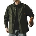 thumbnail image 1 of Men's Flannel Lined Washed Trucker Jacket Casual Stylish Long Sleeve Shirt Jacket Button Down Spring Work Blouses, 1 of 3