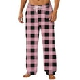 thumbnail image 1 of Men's Flannel Lounge Pants Checkered Drawstring Elastic Waist Casual Fashion Warm Homewear Pants with Pockets (L, Purple), 1 of 4