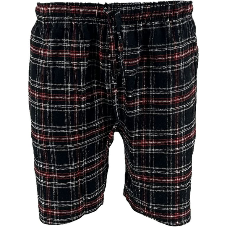 Men's Flannel Pajama Shorts - Super Soft Cotton Plaid Shorts with Pockets  and Drawstrings - Sleep and Lounge Design 2, 2X-Large