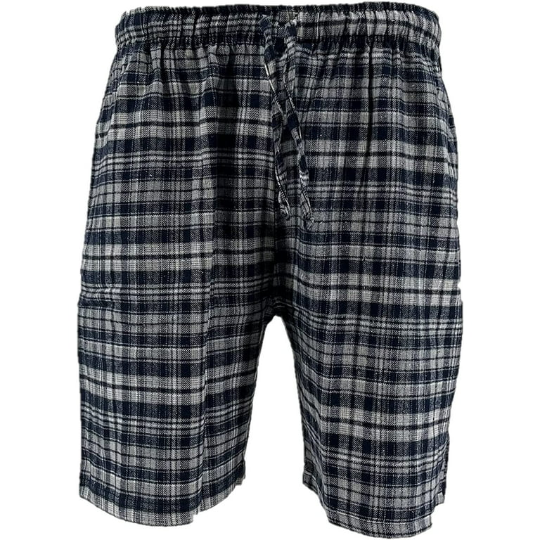 Men's Flannel Pajama Shorts - Super Soft Cotton Plaid Shorts with Pockets  and Drawstrings - Sleep and Lounge Design 4, Small 