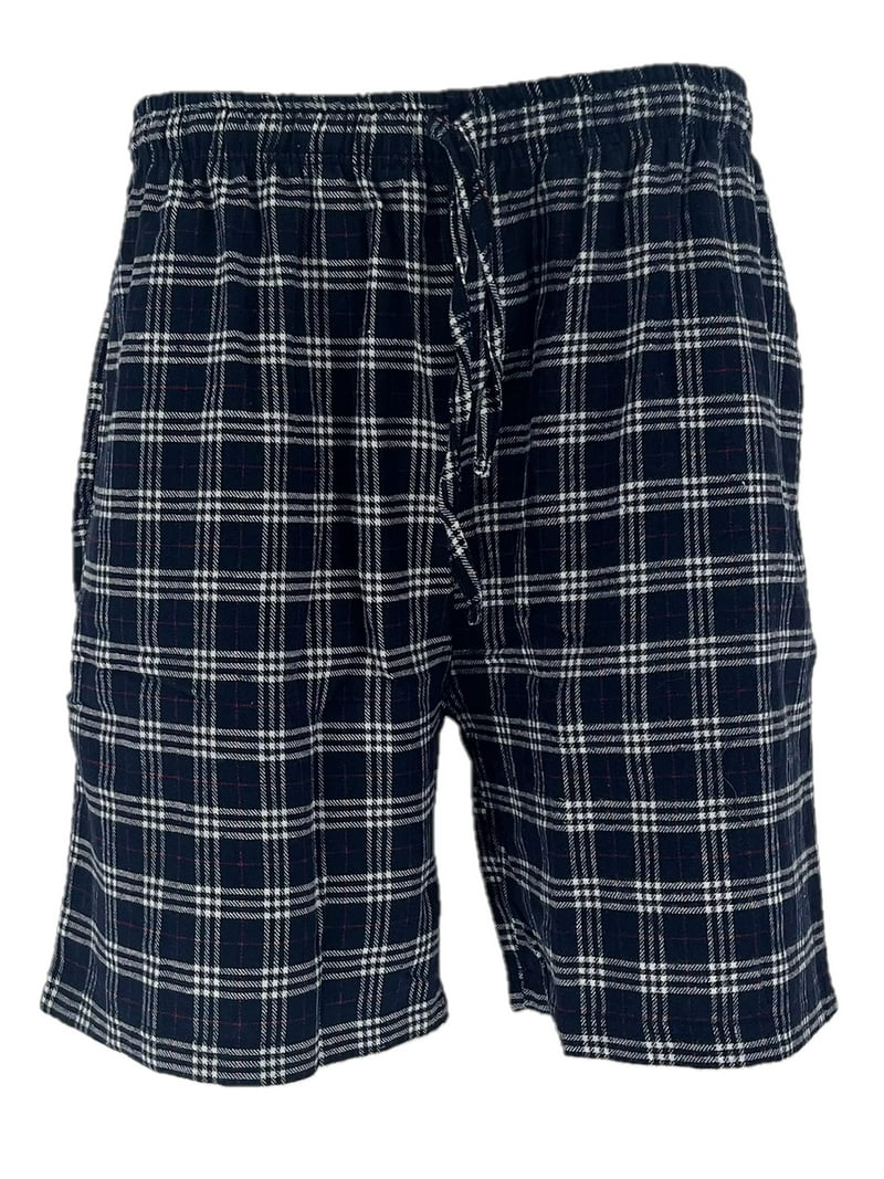 Men's Flannel Pajama Shorts Super Soft Cotton Plaid Shorts with