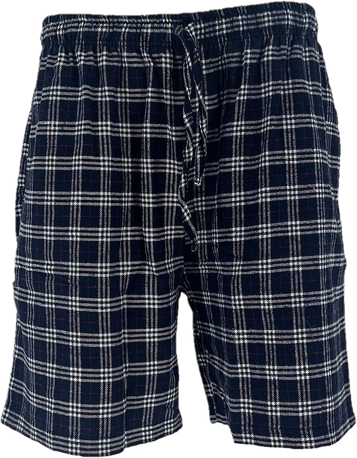 Men's Flannel Pajama Shorts - Super Soft Cotton Plaid Shorts with Pockets  and Drawstrings - Sleep and Lounge Design 5, Large 