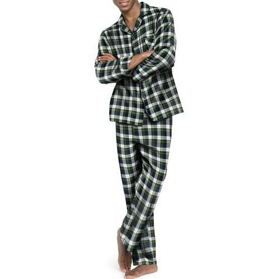 Men`s Flannel Pajamas, 0140/0140X, 5XL, Green Plaid
