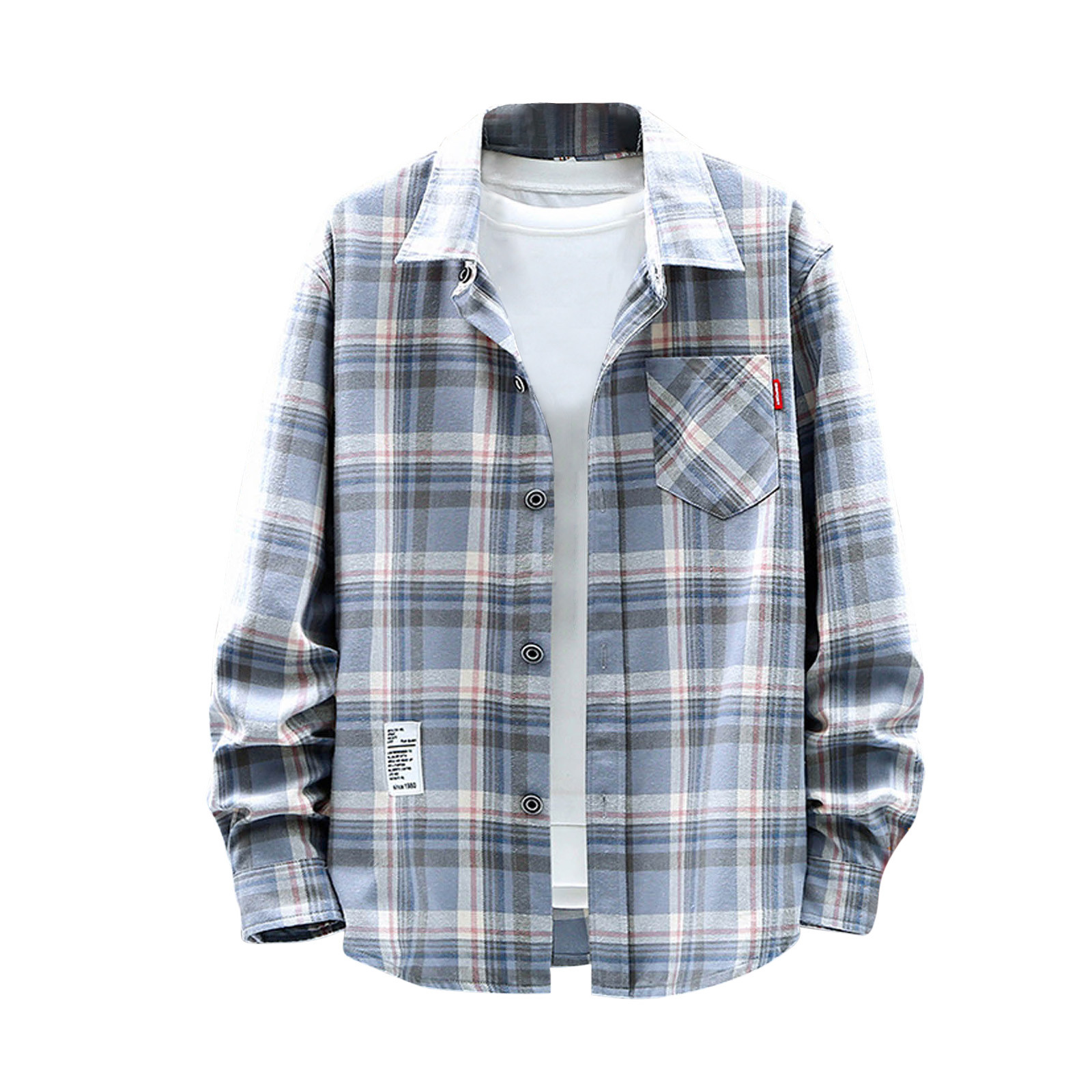 Men's Flannel Plaid Shirt Jacket 2023 Spring Fall Long Sleeve Plaid ...