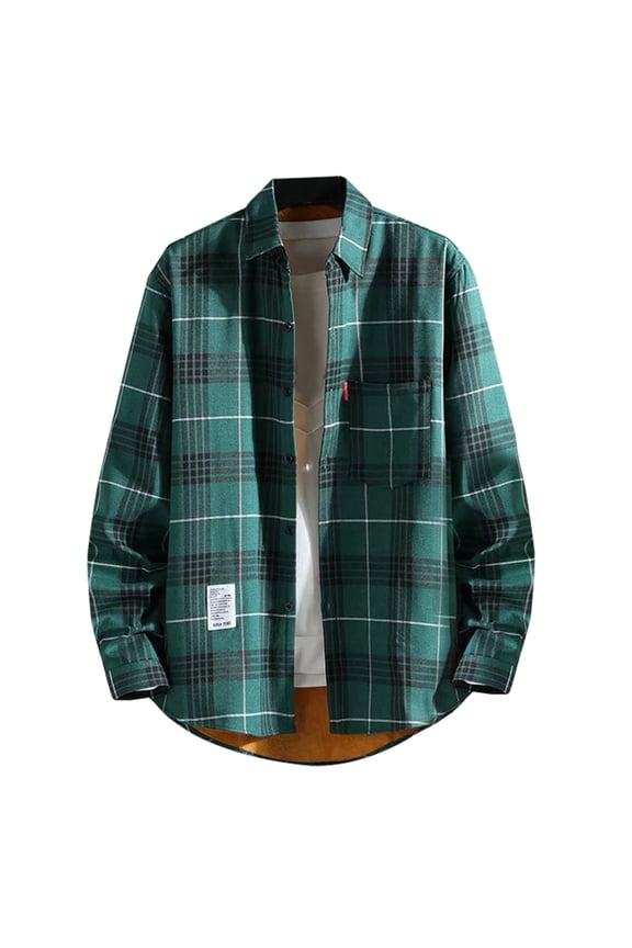 Men's Flannel Plaid Shirt Jacket Winter Warm Long Sleeve Quilted Fleece Sherpa Lined Plaid Coats Soft Button Down Thick Shirts Jackets on