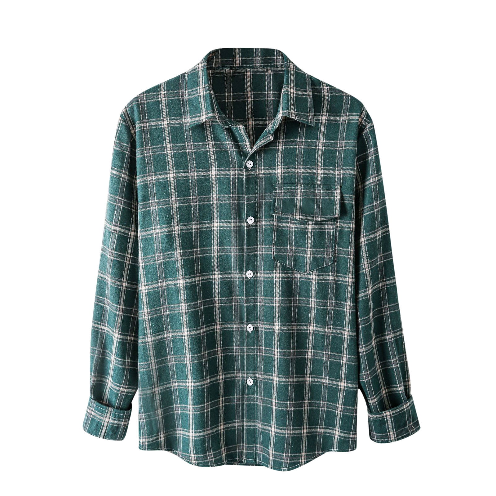 Men's Flannel Plaid Shirts Long Sleeve Button Up Work Shirts Casual