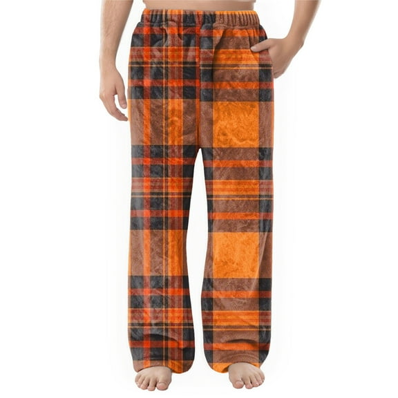 Men's Flannel Pocket Casual Pants with Printed Design - Comfortable Home Sleeping Pants for Men with Soft Fabric and Easy Fit,Dark Green,M