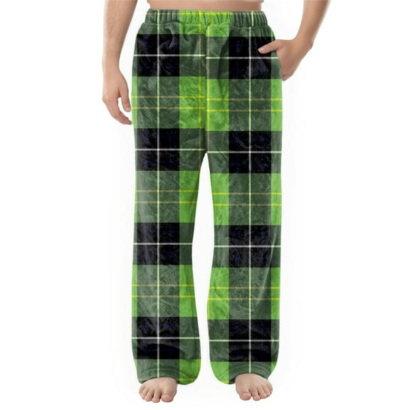 Men's Flannel Pocket Casual Pants with Printed Design - Comfortable Home Sleeping Pants for Men with Soft Fabric and Easy Fit,Ginger,M