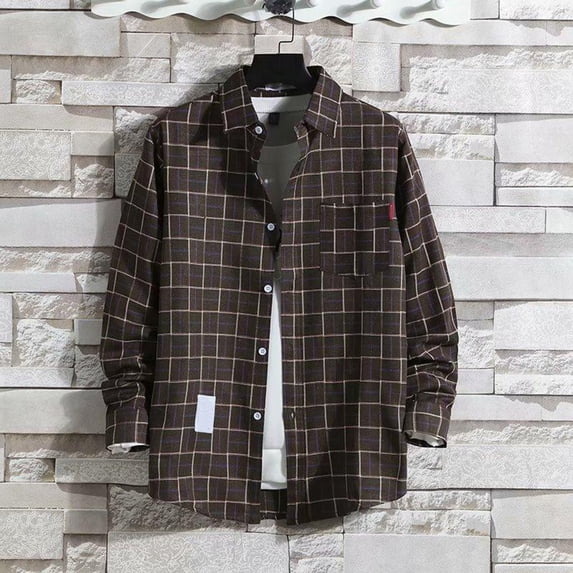 Men's Flannel Shirt Casual Regular Fit Long Sleeve Button Down Plaid Shirt with Pocket