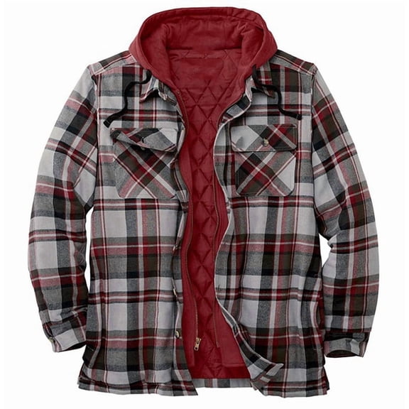Men's Flannel Shirt Coat Quilted with Polyfill Insulated