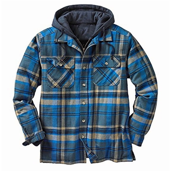 Men's Flannel Shirt Coat Quilted with Polyfill Insulated