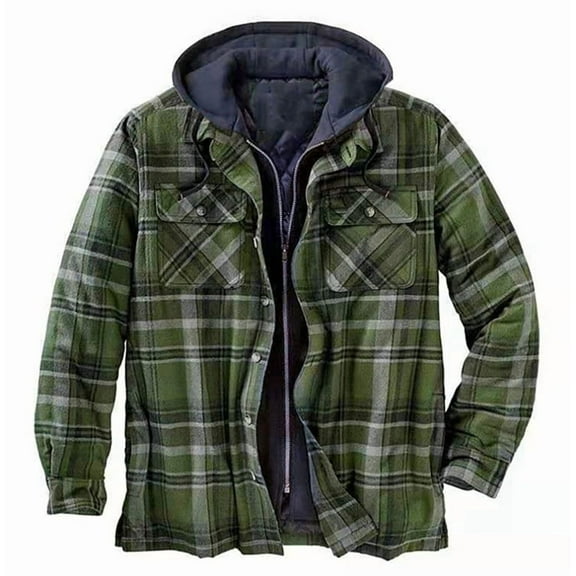 Men's Flannel Shirt Coat Quilted with Polyfill Insulated
