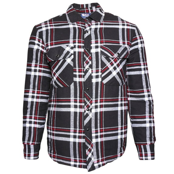 Men's Flannel Shirt Jacket Button Up Classic Fit Cotton Polyester Black Red M