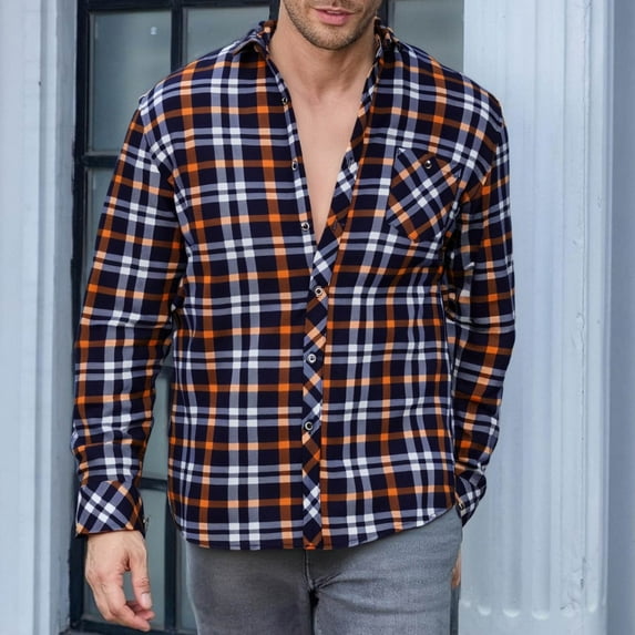 Men's Flannel Shirt Sherpa Fleece Lined Heavyweight Warm Shirt Jacket Vintage Plaid Button Down Shirt for Work Outdoor Casual