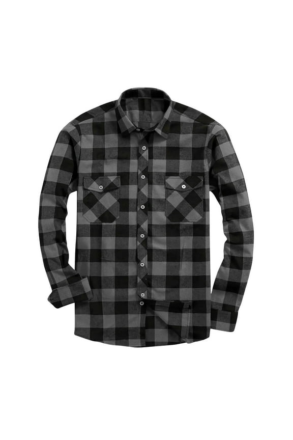 Men's Flannel Shirt With Long Sleeve, Men's and Big Men's Plaid Flannel Button Down Shirts(Gray,Sizes S-3XL)