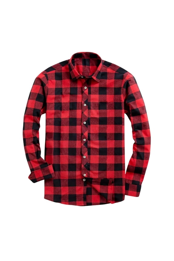 Men's Flannel Shirt With Long Sleeve, Men's and Big Men's Plaid Flannel Button Down Shirts(Red,Sizes S-3XL)