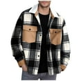 thumbnail image 1 of Men's Flannel Shirts Casual Button Down Plaid Shirt Jacket Long Sleeve Fleece Shacket with Flap Pockets (M, Black), 1 of 5