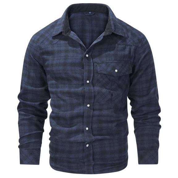 Men's Flannel Shirts Long Sleeve Plaid Brushed Casual Western Cowboy Pearl Snap Shirt Checkered Work Shirts for Men