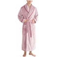 thumbnail image 1 of Men's Flannel Zip Bathrobes Soft Warm Long Housecoat Solid Color Nightgown Sleepwear, 1 of 7