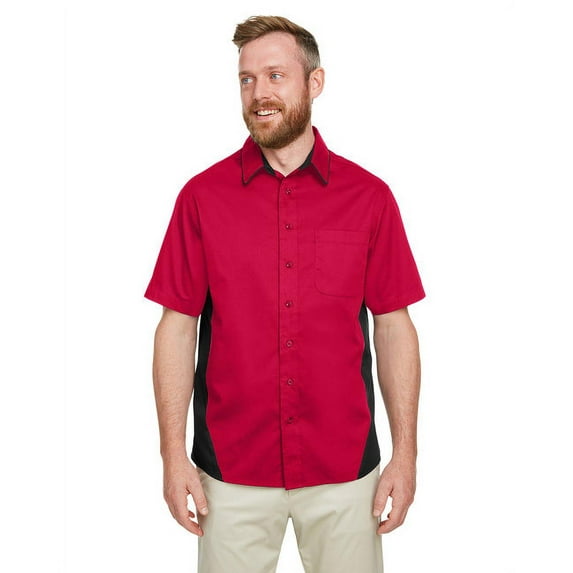 Men's Flash IL Colorblock Short Sleeve Shirt RED/ BLACK 6XL