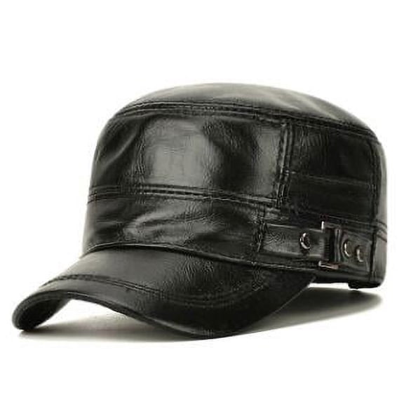 Men's Flat Cap Fashion Warm Ear Protectors Genuine Leather Hat Adjustable Size Brands Cowhide Mi-litary Hats Winter ,Fashion