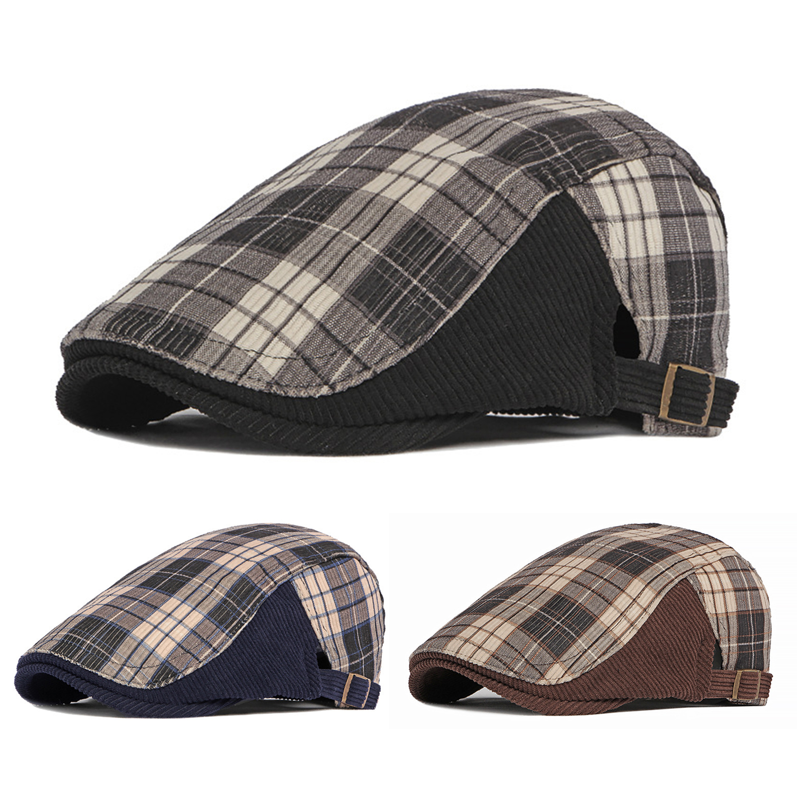 KUJUHA Berretto Newsboy Uomo In Tessuto Ispessito – Cappello Piatto Irlandese Regolabile, Fatto A Mano