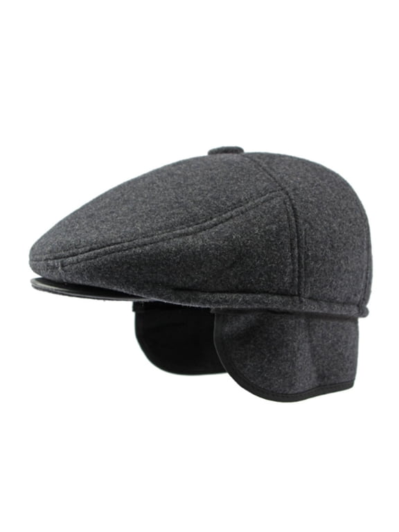 Men’s Flat Cap With Ear Flaps Warm Windproof Vintage Autumn Winter Headwear
