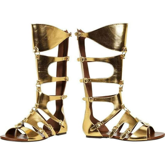 Men's Flat Gladiator Sandals in Gold, size: Small | Leather by Medieval Collectibles
