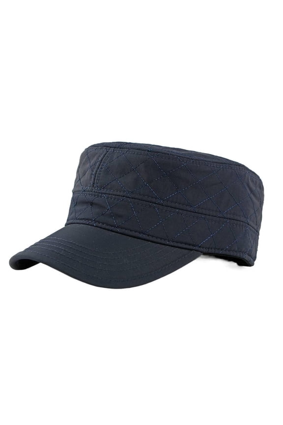 Men's Flat Top Hat Autumn Winter Fleece Lined Thickened Warm Cotton Hat Full Closure Hat Outdoor Sun Protection Hat Casual Military Hat