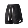 thumbnail image 1 of Men's Flat Weave Quick Dry Shorts, 7 Inch Elastic Waist Drawstring Shorts, Lightweight Breathable Summer Baggy Beach Shorts with Pockets Size 5XL Black, 1 of 8