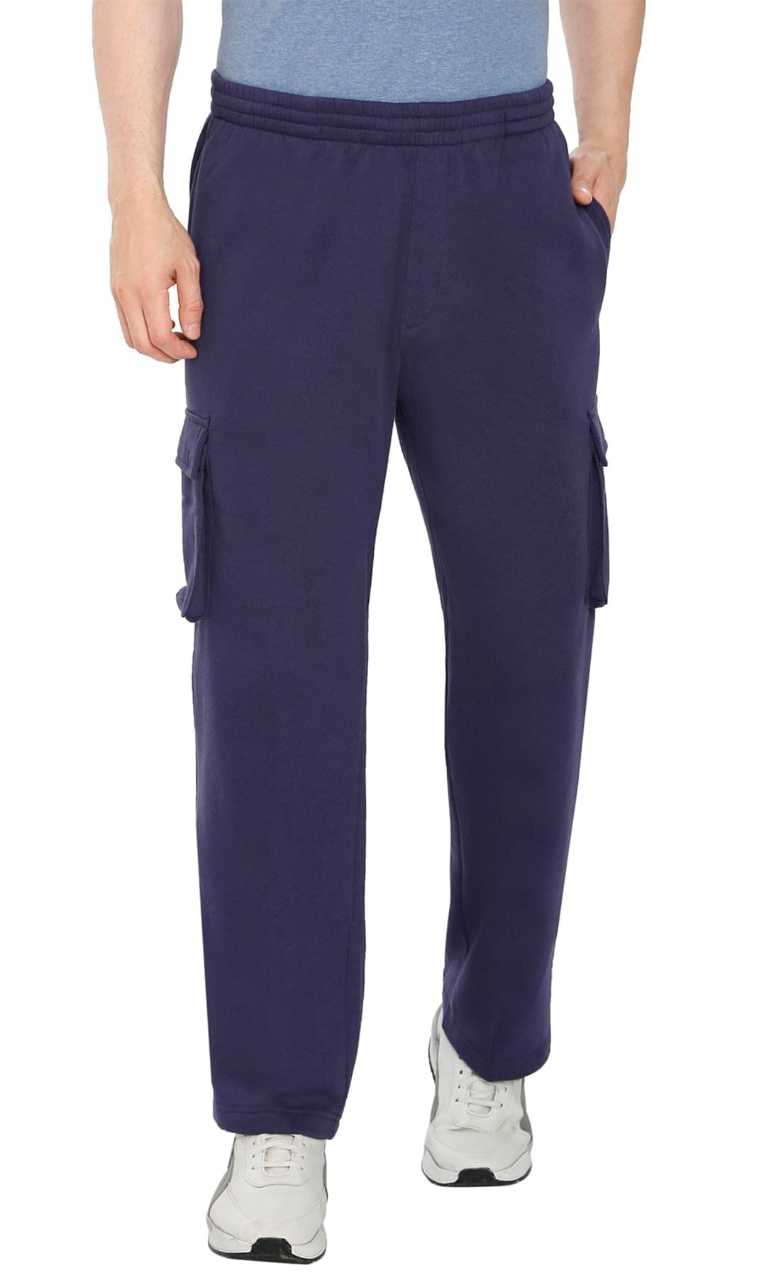 Men's Fleece Cargo Pants Comfy Sweatpants with inner drawstrings