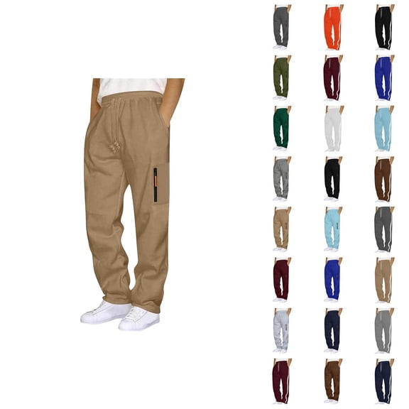 Men's Cargo Sweatpants Open Bottom Cotton Sweat Pants for Men Thick Jogger Sweatpants Lounge Pants with Pockets
