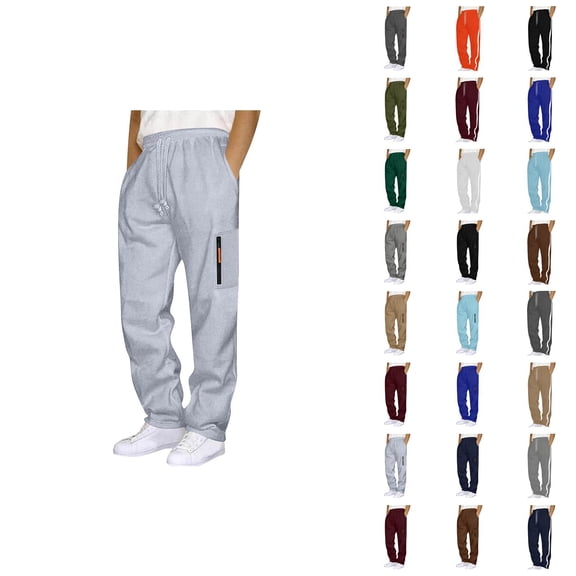 Men's Cargo Sweatpants Open Bottom Cotton Sweat Pants for Men Thick Jogger Sweatpants Lounge Pants with Pockets