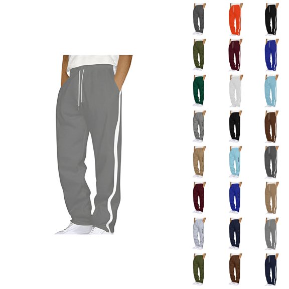 Men's Cargo Sweatpants Open Bottom Cotton Sweat Pants for Men Thick Jogger Sweatpants Lounge Pants with Pockets
