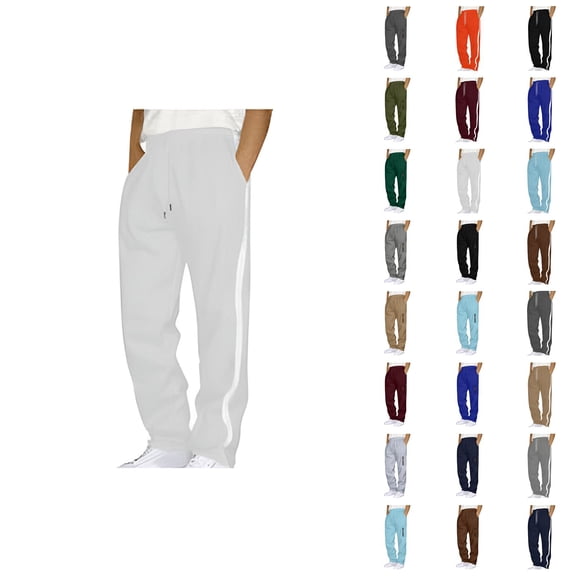 Men's Cargo Sweatpants Open Bottom Cotton Sweat Pants for Men Thick Jogger Sweatpants Lounge Pants with Pockets