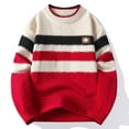 thumbnail image 1 of Men's Fleece Casual Printing Round Neck Solid Color Long Sleeve Sweater, 1 of 9