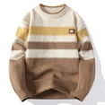 thumbnail image 1 of Men's Fleece Casual Printing Round Neck Solid Color Long Sleeve Sweater, 1 of 8