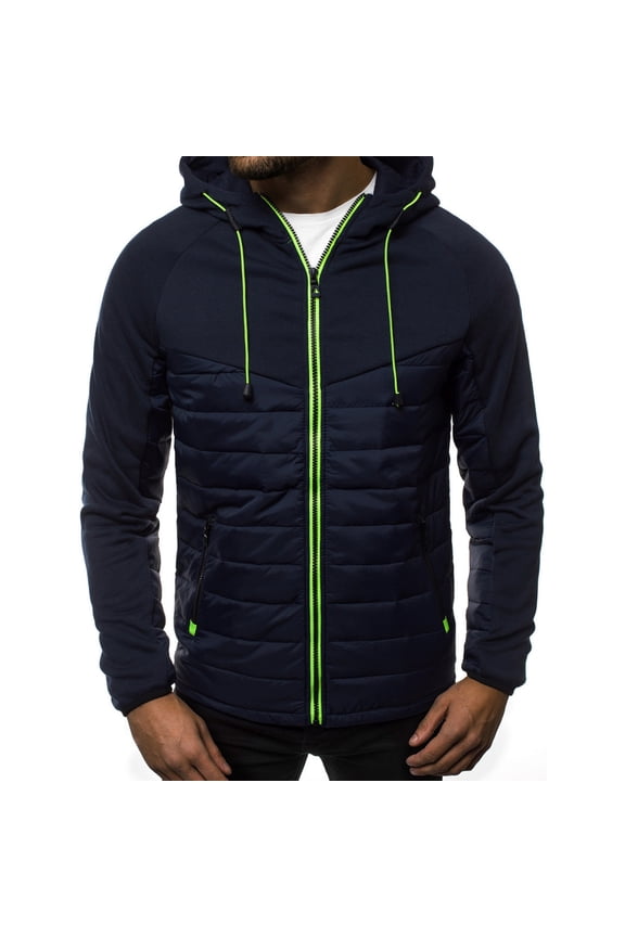 Men’s Fleece Coat Athletic Thermal Jackets Color Block Sweatshirt Casual Warm Long Sleeve Blouses Tops Wind Resistant Windbreaker Sweater Jackets with Pockets