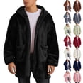 thumbnail image 1 of Men's Fleece Coats Solid Long Sleeved Hooded Cardigan Jacket Hooded Casual Solid Long Sleeve Hooded Outwear Sweatshirt Jackets, 1 of 9