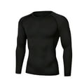 thumbnail image 1 of Men's Fleece Compression Thermal Shirt Long Sleeve Crewneck Base Layer Pullover Top for Workout Black XL, 1 of 8