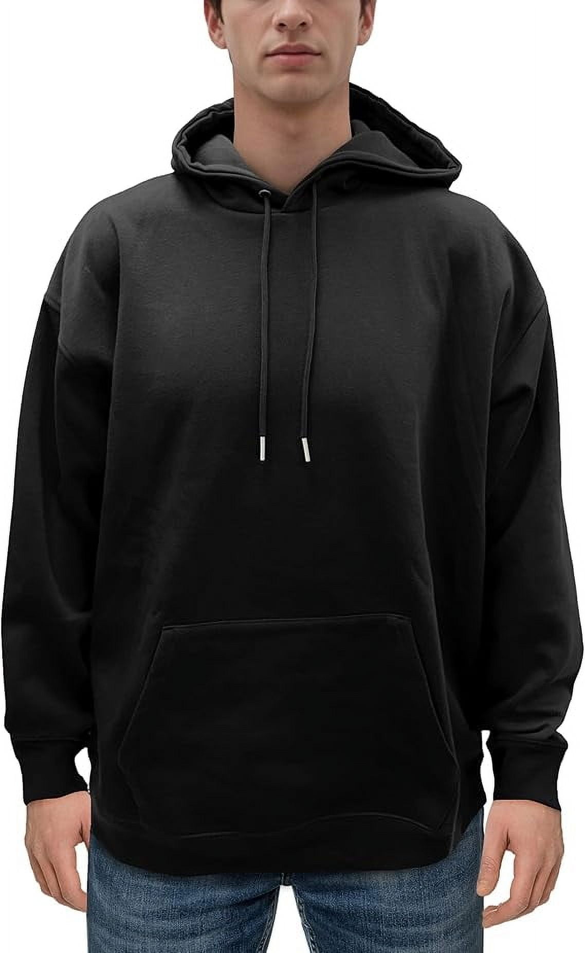 Men's Fleece Hoodie, Soft Breathable Casual Midweight Hooded Pullover Sweatshirt for Men, X-Large, Black