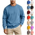 thumbnail image 1 of Men's Fleece Crewneck Sweatshirt, Heavyweight Soft Cotton Blend Pullover, Long Sleeve Casual Top for Spring Fall, Classic Solid Color Basic Jumper with Ribbed Cuffs, 1 of 4