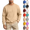 thumbnail image 1 of Men's Fleece Crewneck Sweatshirt, Heavyweight Soft Cotton Blend Pullover, Long Sleeve Casual Top for Spring Fall, Classic Solid Color Basic Jumper with Ribbed Cuffs, 1 of 7