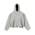 thumbnail image 1 of Men's Fleece Cropped Hooded Sweatshirt Oversized Solid Long Sleeve Pullover Kangaroo Pocket Drop Shoulder Pullovers Top, 1 of 7