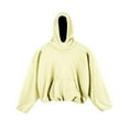 thumbnail image 1 of Men's Fleece Cropped Hooded Sweatshirt Oversized Solid Long Sleeve Pullover Kangaroo Pocket Drop Shoulder Pullovers Top, 1 of 6