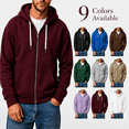 thumbnail image 1 of Men's Fleece Full Zip Hoodie, Fall Long Sleeve Hooded Sweatshirt Coat, Loose Causal Hoodie Jackets with Pockets, 1 of 7
