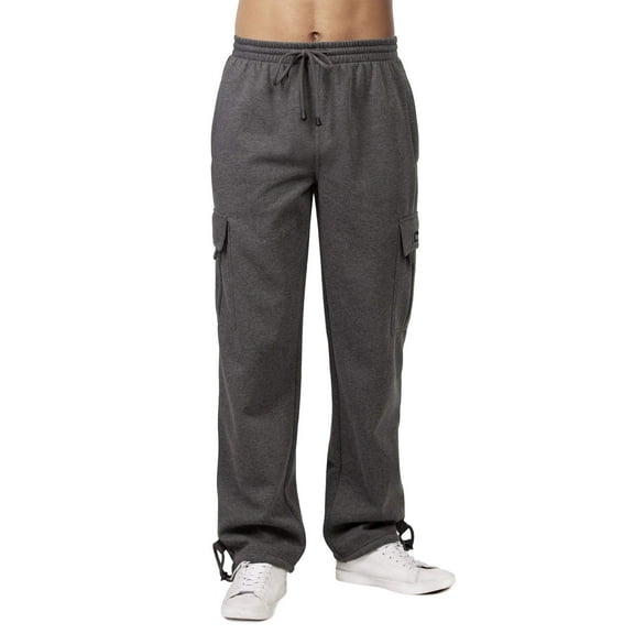 Men's Fleece Heavyweight Cargo Pants Sweatpants, Charcoal Grey, Small