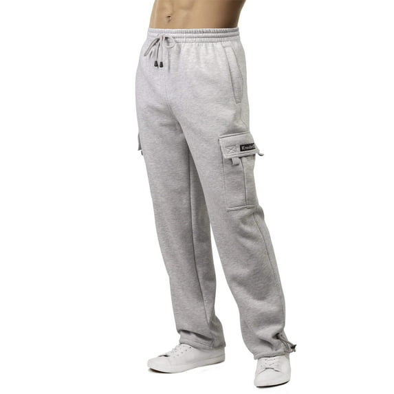 Men's Fleece Heavyweight Cargo Pants Sweatpants, Heather Grey, Small