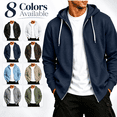 thumbnail image 1 of Men's Fleece Hooded Jacket Full Zip Long Sleeve Hoodie with Pockets Fall Winter Loose Zipper Sweatshirt Jacket, 1 of 8