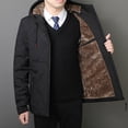 thumbnail image 1 of Men's Fleece Hooded Jacket, Solid Color Long Sleeve with Front Zipper Pockets, 100% Polyester Warm Casual Outerwear for Winter Outdoor and Daily Activities, 1 of 6